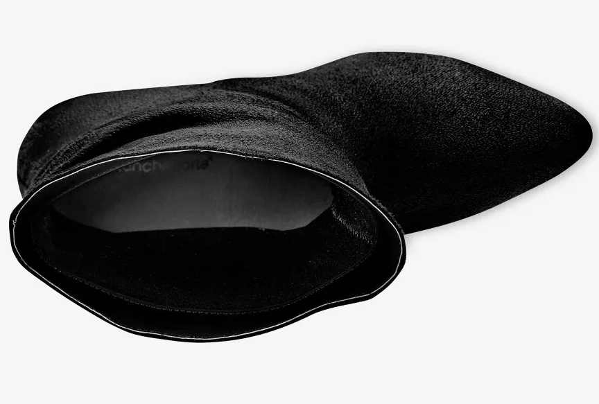Nízke čierne kožené čižmy potiahnuté textilným mikrovláknom